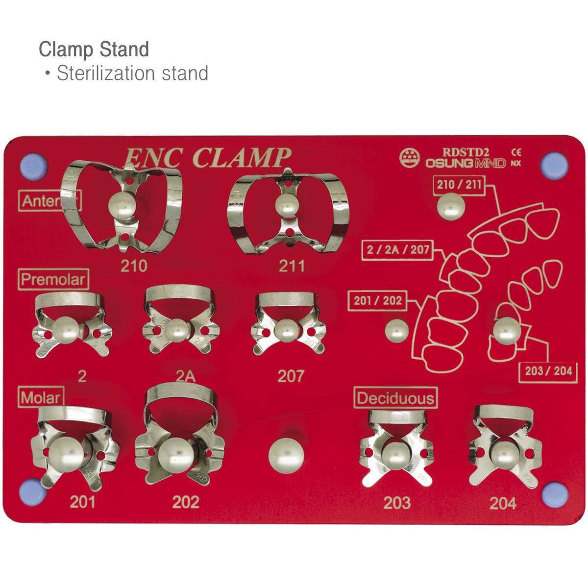 Rubber Dam Clamp Set with Sterilization Stand Osung -RDCSET