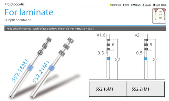 Osung Depth Marking 1.6 mm & 2.1 mm Diamond Burs: Precision in Tooth Preparation