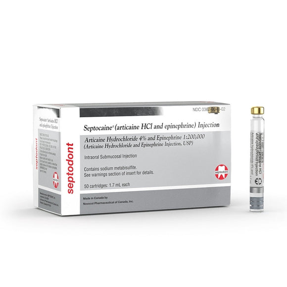 Septocaine Silver 4% 1:200,00 with Epinephrine 50/bx. - Septodont - Osung USA