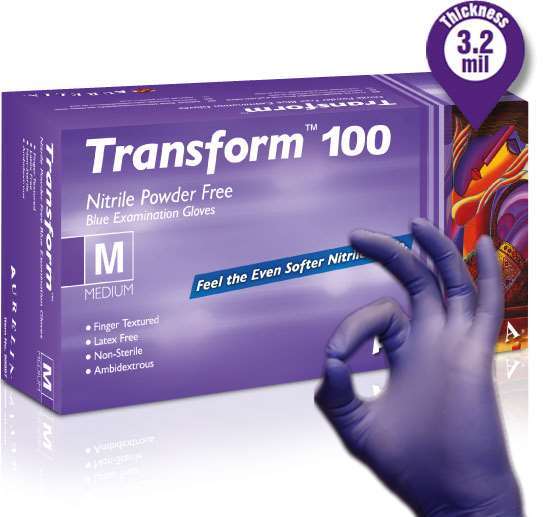 Transform Nitrile Powder-Free Gloves Large 3.2 mil - 200/bx. - Aurelia