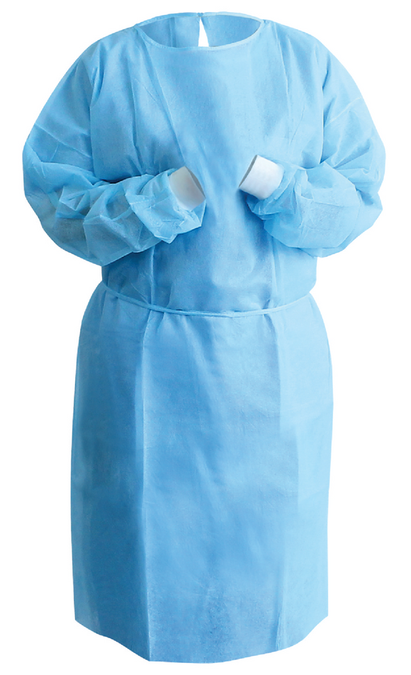 Isolation Gown Tie-Back Medium Knit Cuff Sky Blue 25g. 10/pk. - MARK3* - Osung USA