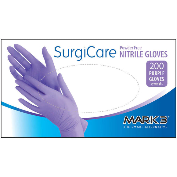 SurgiCare Extra Large Purple Nitrile Gloves 3.1 mil. 200/bx. - MARK3* - Osung USA