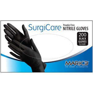 SurgiCare Large Black Nitrile Gloves 3.1 mil 200/bx. - MARK3* - Osung USA