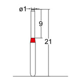 Cylindrical, End Cutting Only 1 mm Dia. Fine Grit Diamond Bur 5 per pack. 150.10F1 - Osung USA