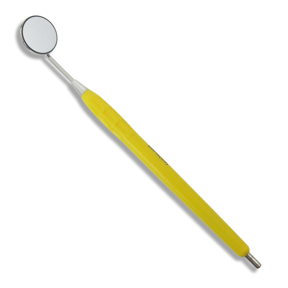 Mouth Mirror, Front Surface, Simple Stem No. 4, 22mm dia, yellow handle, EA - Osung USA