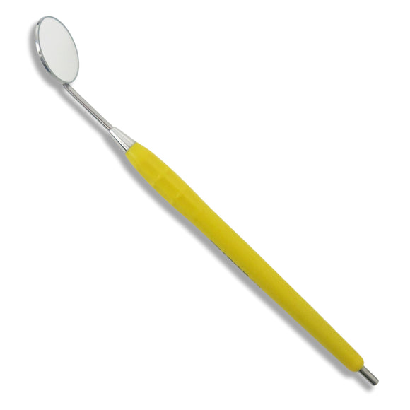 Mouth Mirror Simple Stem No. 5, 24mm dia, yellow handle, EA - Osung USA