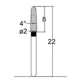 Torpedo, Conical 2 mm Dia. Extra Coarse Grit Diamond Bur 5 per pack. 294.20EC1 - Osung USA