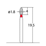 Bud, Slender 1.8 mm Dia. Fine Grit Diamond Bur 5 per pack. 257.18F2 - Osung USA