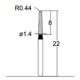 Conical, Dome End 1.4 mm Dia. Extra Coarse Grit Diamond Bur 5 per pack. 194.14EC2 - Osung USA