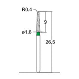 Conical, Dome End 1.6 mm Dia. Coarse Grit Diamond Bur 5 per pack. 194.16C9 - Osung USA