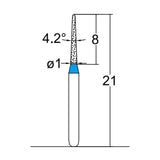 Conical Pointed, Slender 1 mm Dia. Medium Grit Diamond Bur 5 per pack. 164.10M2 - Osung USA