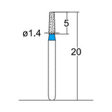 Conical, Round Edge 1.4 mm Dia. Medium Grit Diamond Bur 5 per pack. 584.14M1 - Osung USA