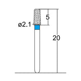 Conical, Round Edge, 2.1 mm Dia. Medium Grit Diamond Bur 5 per pack. 584.21M2 - Osung USA