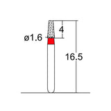 Conical, Truncated 1.6 mm Dia. Fine Grit Diamond Bur 5 per pack. 168.16F1S - Osung USA