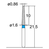 Conical, Truncated 1.6 mm Dia. Medium Grit Diamond Bur 5 per pack. 168.16M4 - Osung USA