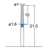 Conical, Truncated 1.6 mm Dia. Medium Grit Diamond Bur 5 per pack. 168.16M6S - Osung USA