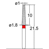 Conical, Truncated 1.8 mm Dia. Fine Grit Diamond Bur 5 per pack. 168.18F2 - Osung USA