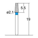 Conical, Truncated 2.1 mm Dia. Medium Grit Diamond Bur 5 per pack. 168.21M1 - Osung USA